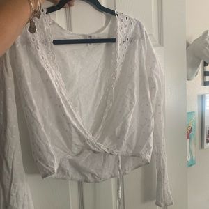 Long sleeve white BP crop top